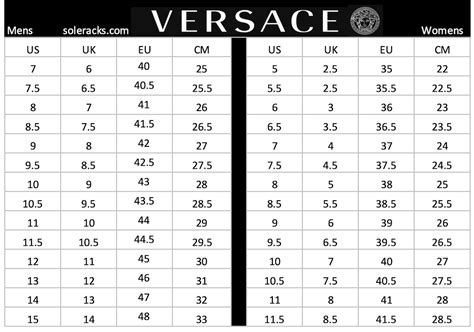 versace shoe size chart|versace size chart women's.